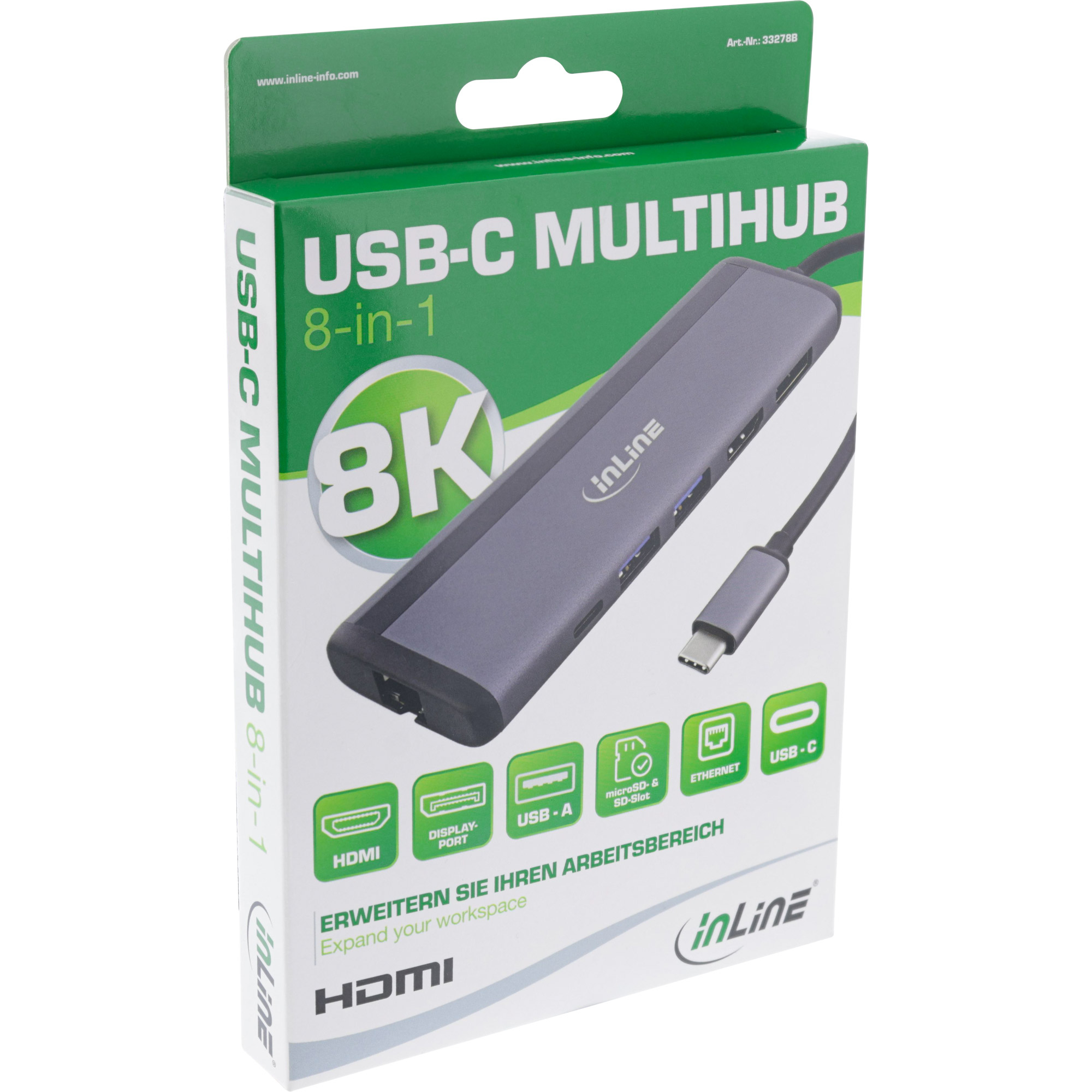 InLine 8-in-1 USB-C Multihub, HDMI, DP, USB 3.2, PD 3.0 – image 7