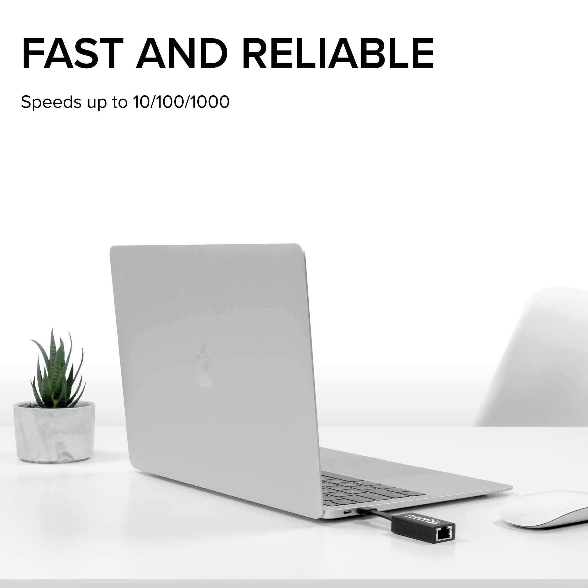 Plugable Technologies USB C to Ethernet Adapter, Driverless Fast and Reliable Gigabit Speed, Thunderbolt 3 to Ethernet Adapter Compatible with Macbook Pro, Wind – image 3