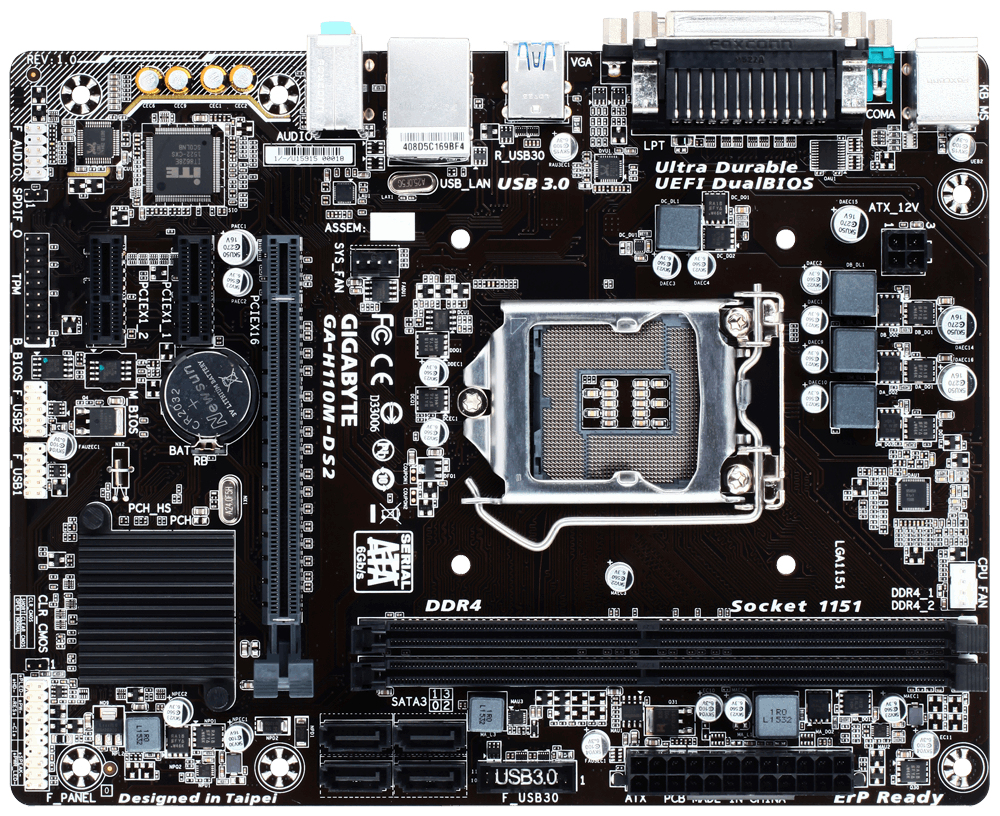 GIGABYTE GA-H110M-DS2 motherboard Intel® H110 LGA 1151 (Socket H4) micro ATX – image 2