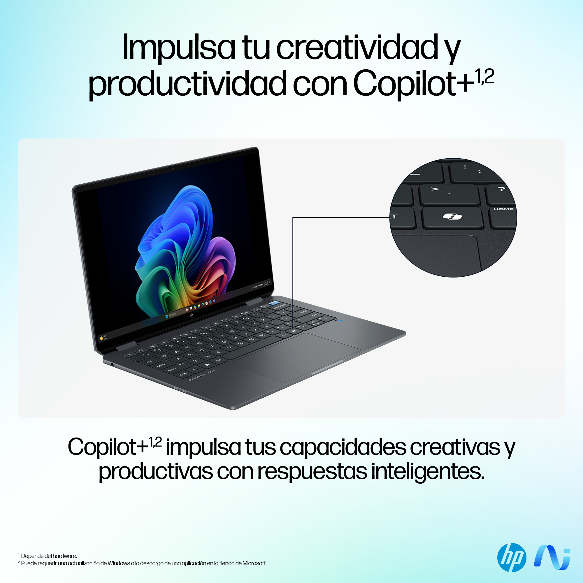 Portátil - HP OmniBook Ultra Flip 14-fh0003ns Copilot+ PC OLED, 14" 2.8K, Intel® Evo™ Ed. Core™ 7 258V 47 TOPS, 32GB RAM, 1TB SSD, Arc™, W11H - imagen 11