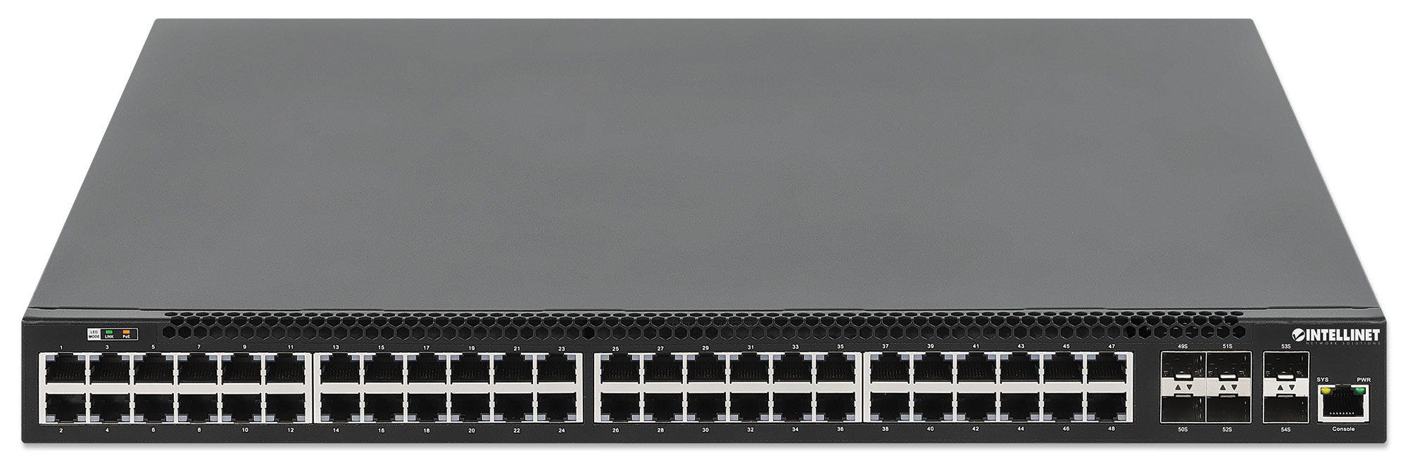 Intellinet 54-Port L3 Fully Managed PoE+ Switch with 48 Gigabit Ethernet Ports and 6 SFP+ Uplinks (with UK power cord) – image 3