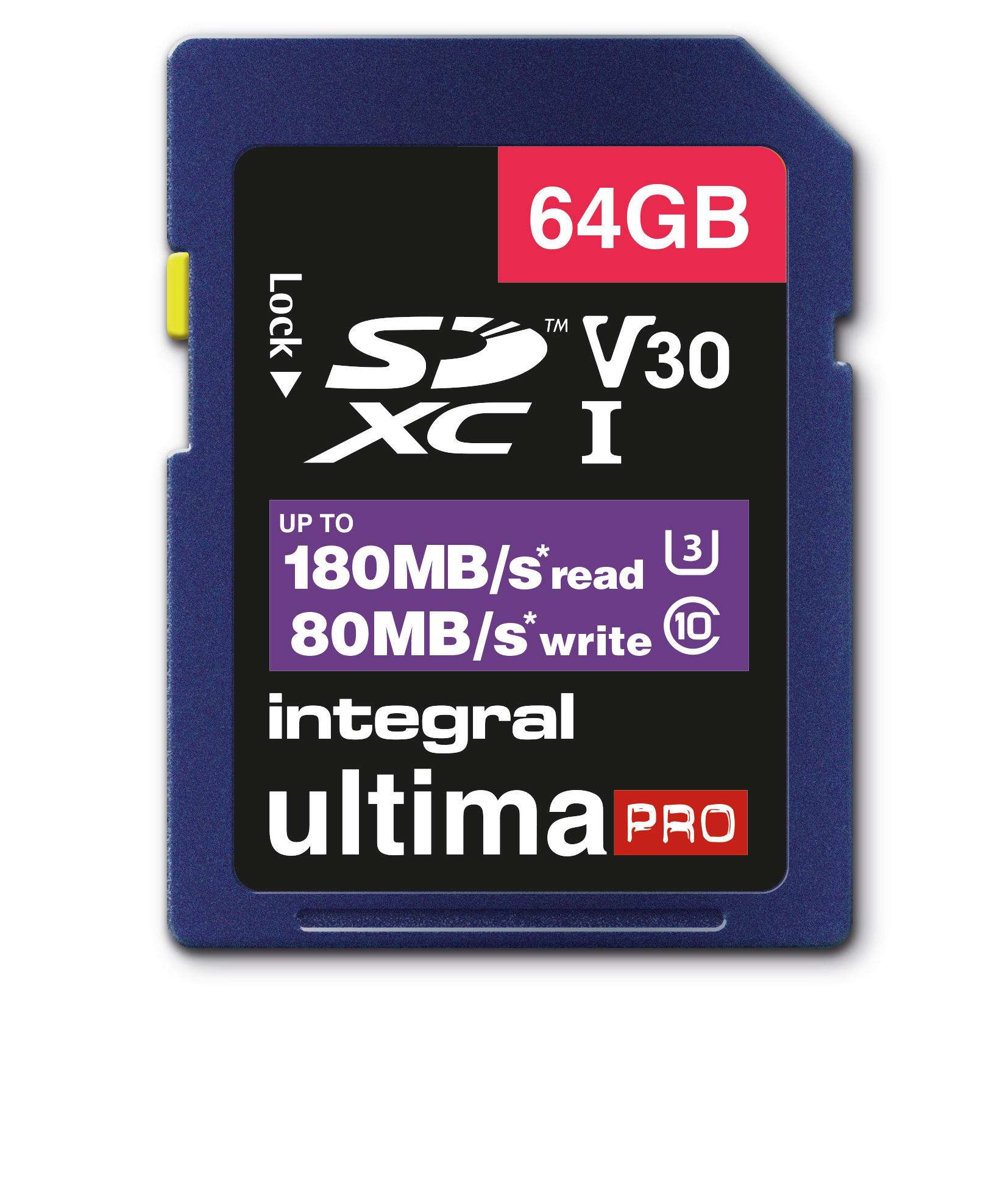Integral 64GB SD CARD SDXC UHS-1 U3 CL10 V30 UP TO 180MBS READ 80MBS WRITE