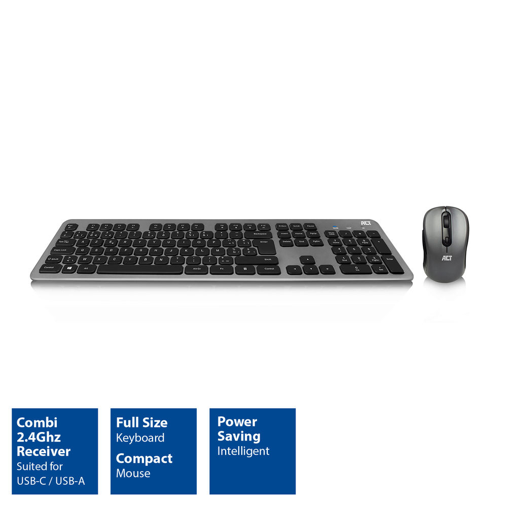 ACT AC5715 keyboard Mouse included Universal RF Wireless AZERTY Belgian Black – image 4