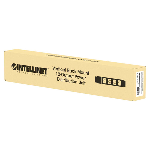 Intellinet 19" 1U PDU 12-way UK, Vertical type, With switch and overload protection, Rackmount, Power Distribution Unit, UK 3-pin outlets, 1.8m power cord, outp – image 2