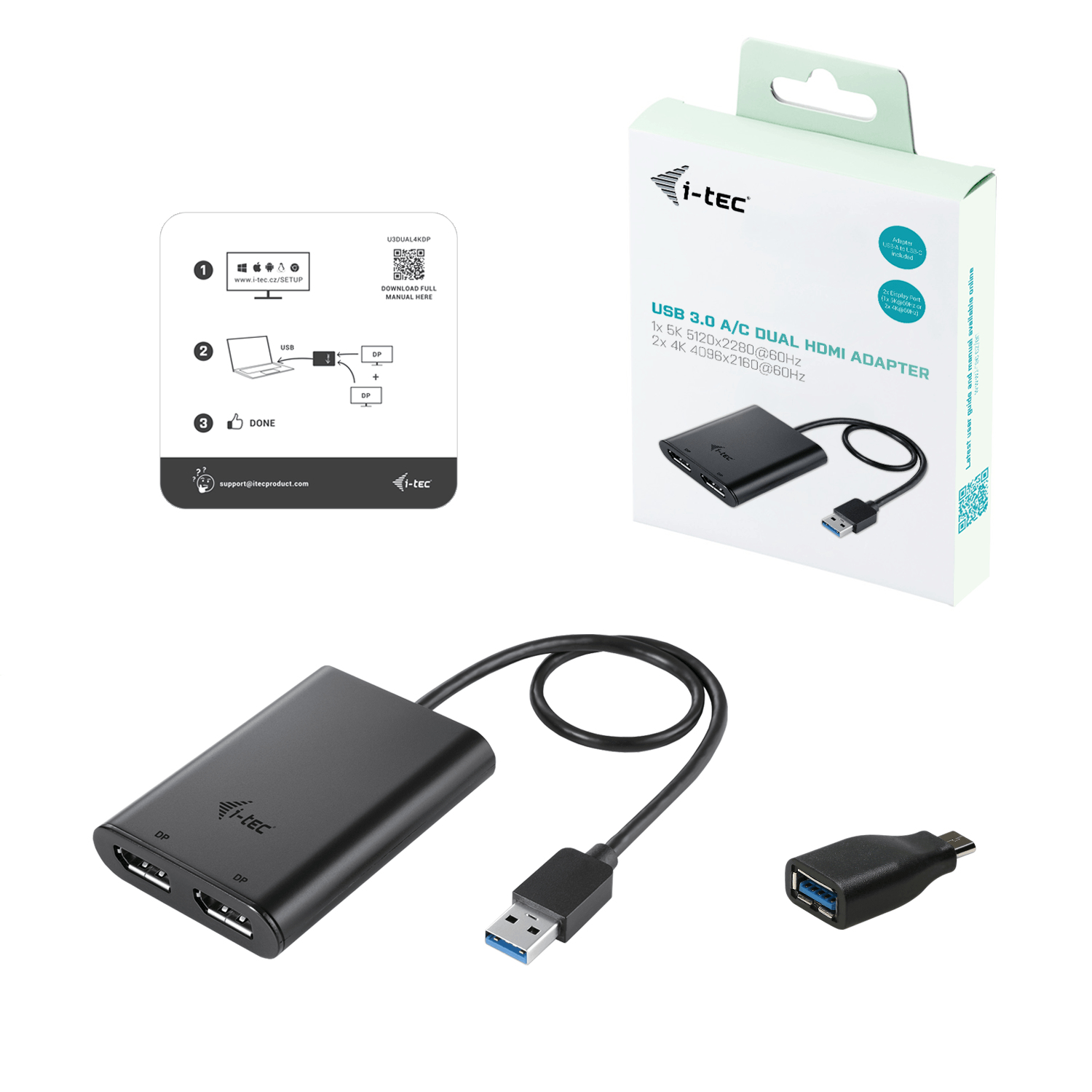 i-tec USB 3.0 / USB-C Dual 4K DP Video Adapter – image 5