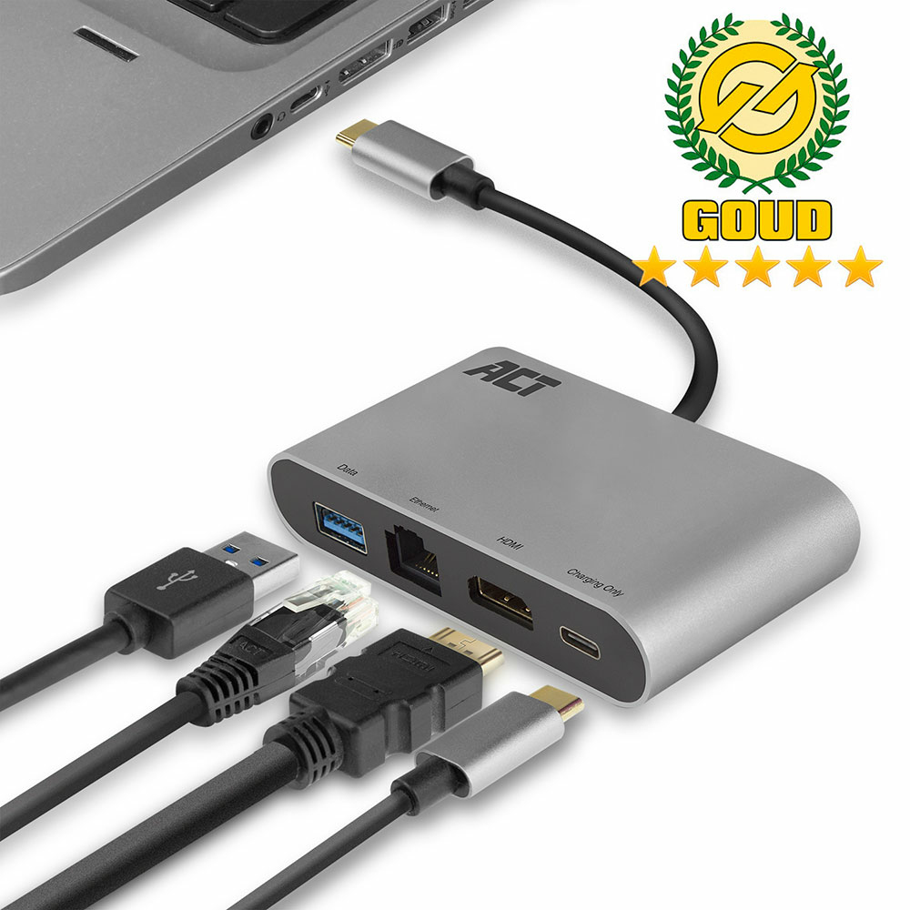 ACT USB-C docking station for 1 HDMI monitor, ethernet, USB-A, PD pass-through – image 2