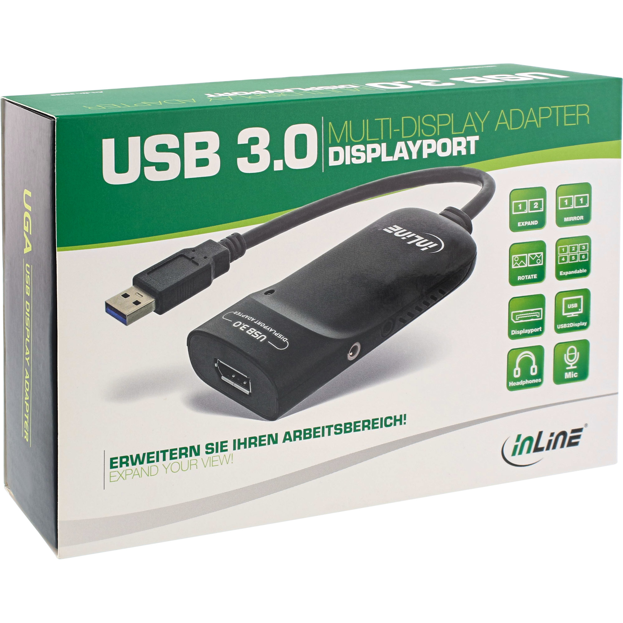 InLine USB graphics card multi display adap., USB 3.0 to DisplayPort, 4K2K – image 2