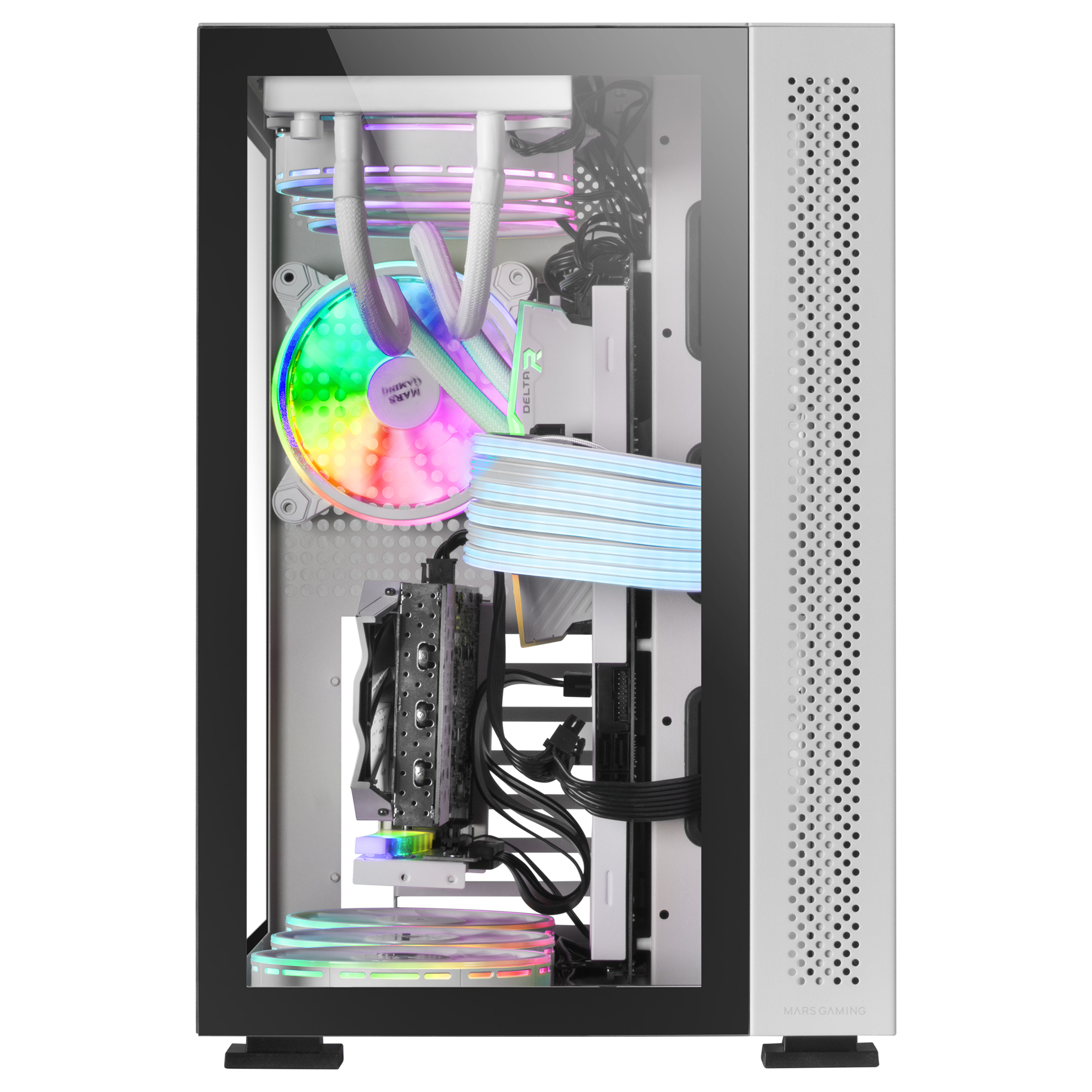 Mars Gaming MCV2 White XXL Premium ATX Gaming Case Dual Tempered Glass Windows Modular Dual-Camera Structure – image 2