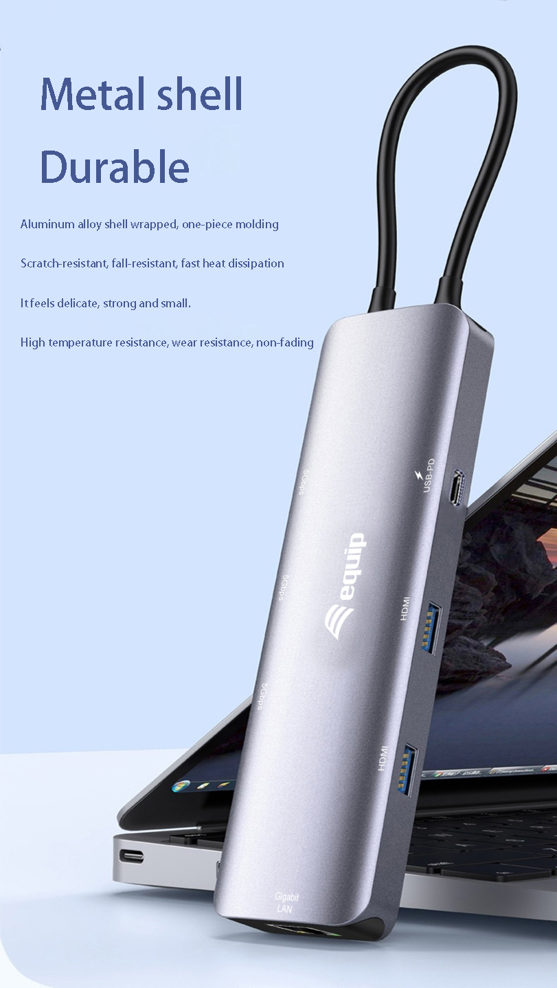 Equip USB-C 7-in-1 MST Multifunctional Adapter, Dual HDMI 4K/30Hz, Gigabit Ethernet – image 6