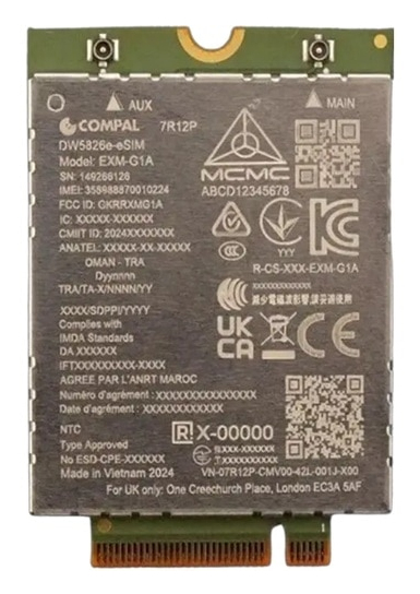 Dell Wireless DW5826E - Wireless cellular modem - 4G LTE Advanced - M.2 Card