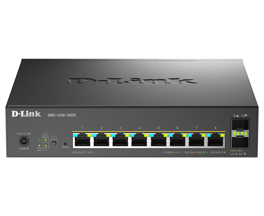 D-Link DMS-1250-10SPL Gestito 2.5G Ethernet (100/1000/2500) Supporto Power over Ethernet (PoE) Nero