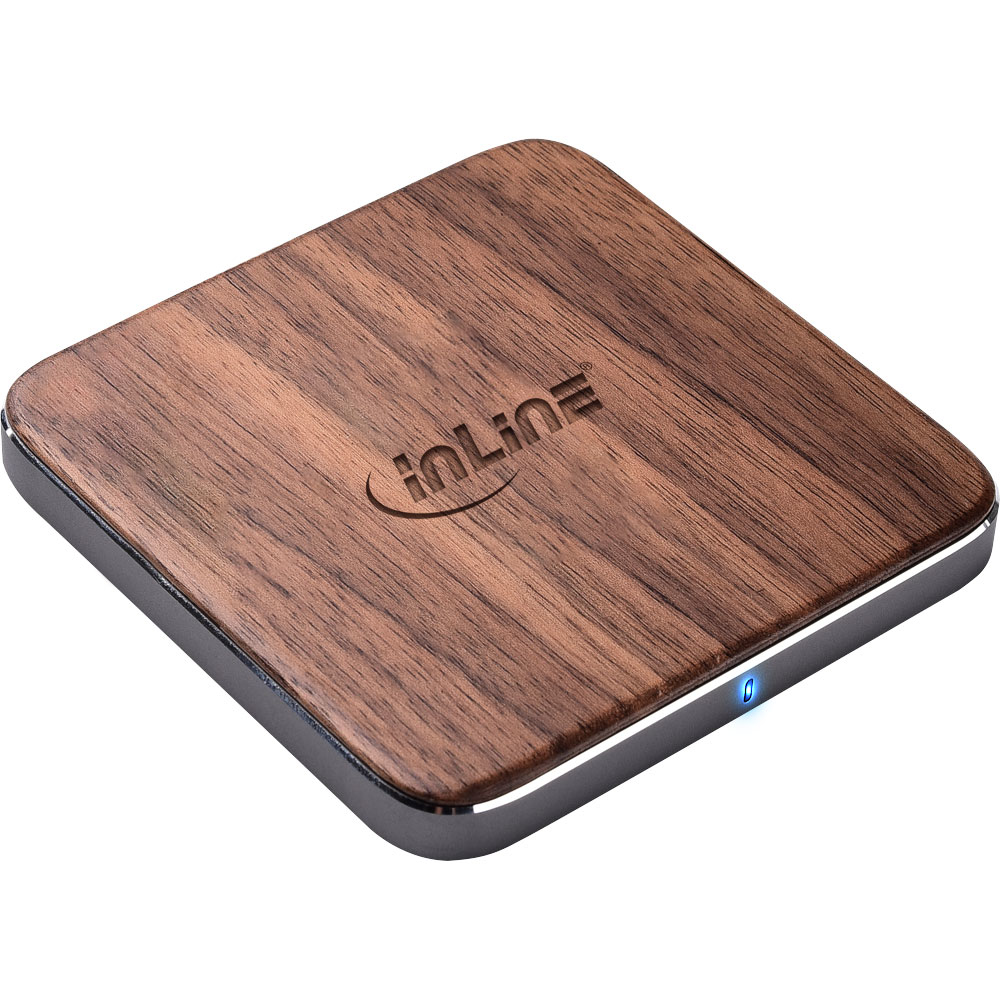 InLine 33393U mobile device charger Universal Walnut USB Wireless charging Indoor