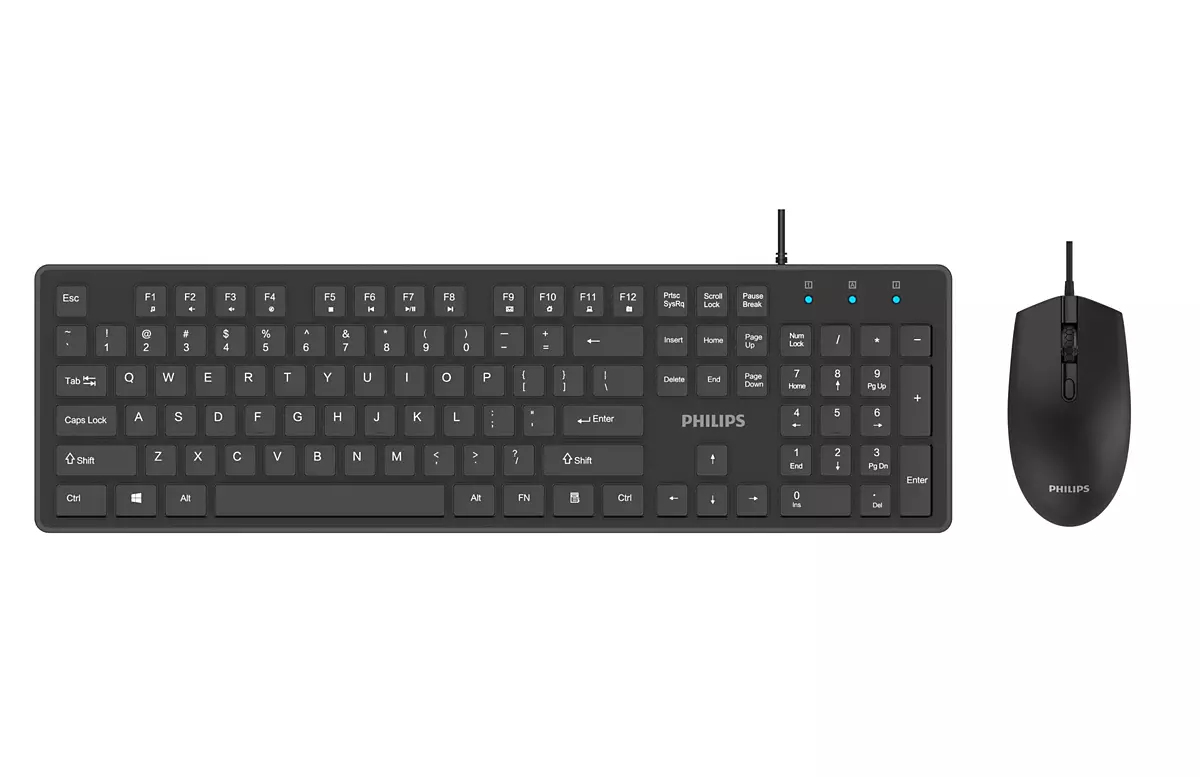 Philips 200 Series SPT6264/01 keyboard Mouse included Universal USB QWERTY Black