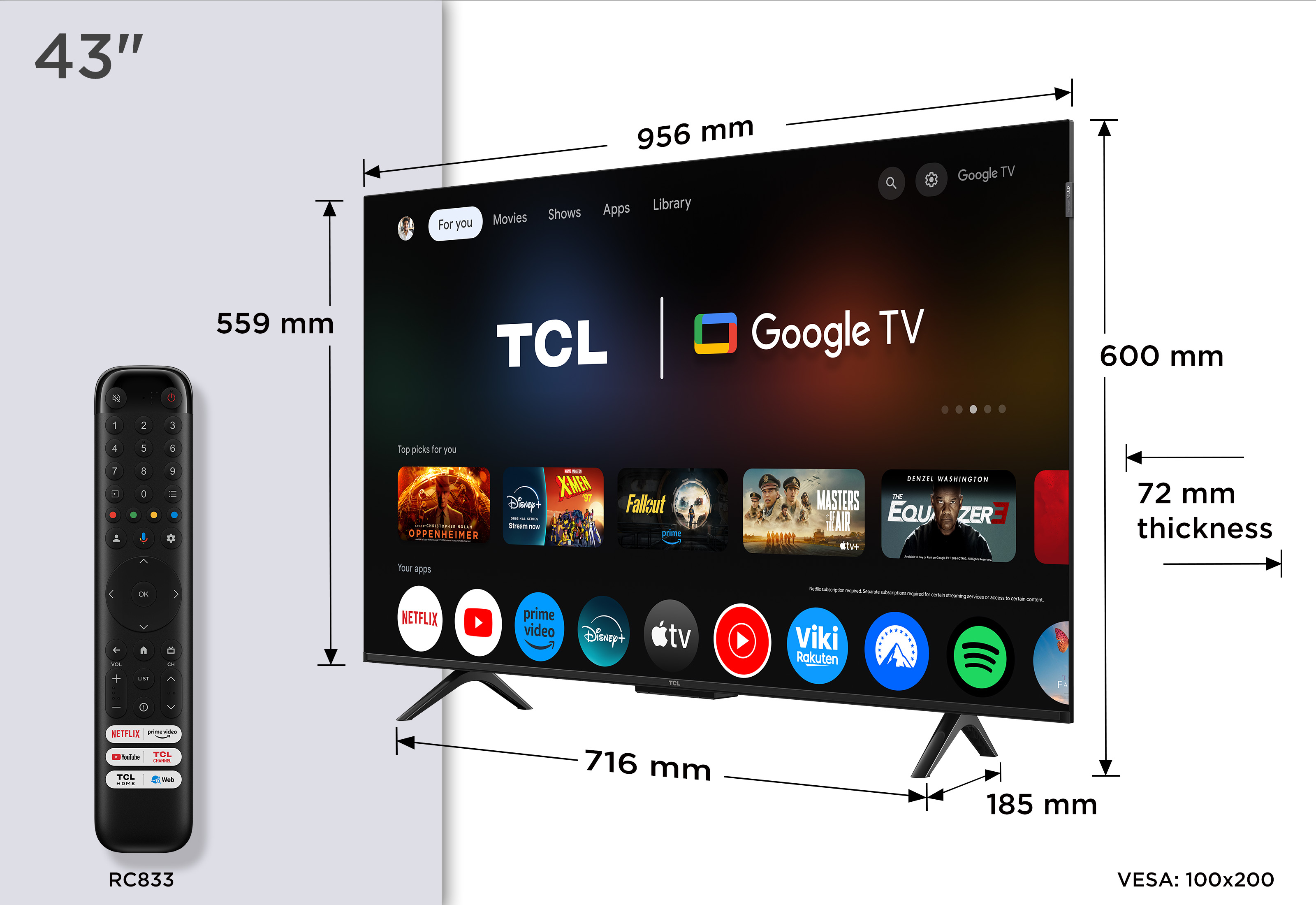 TCL QLED 43 43P7K UltraHD 4K Dolby Atmos Google TV — photo 1