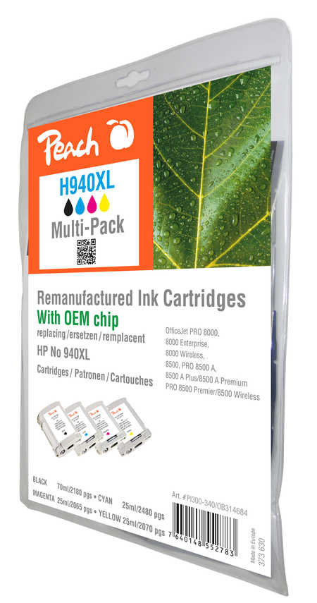 Peach PI300-340 ink cartridge 4 pc(s) High (XL) Yield Black, Cyan, Magenta, Yellow