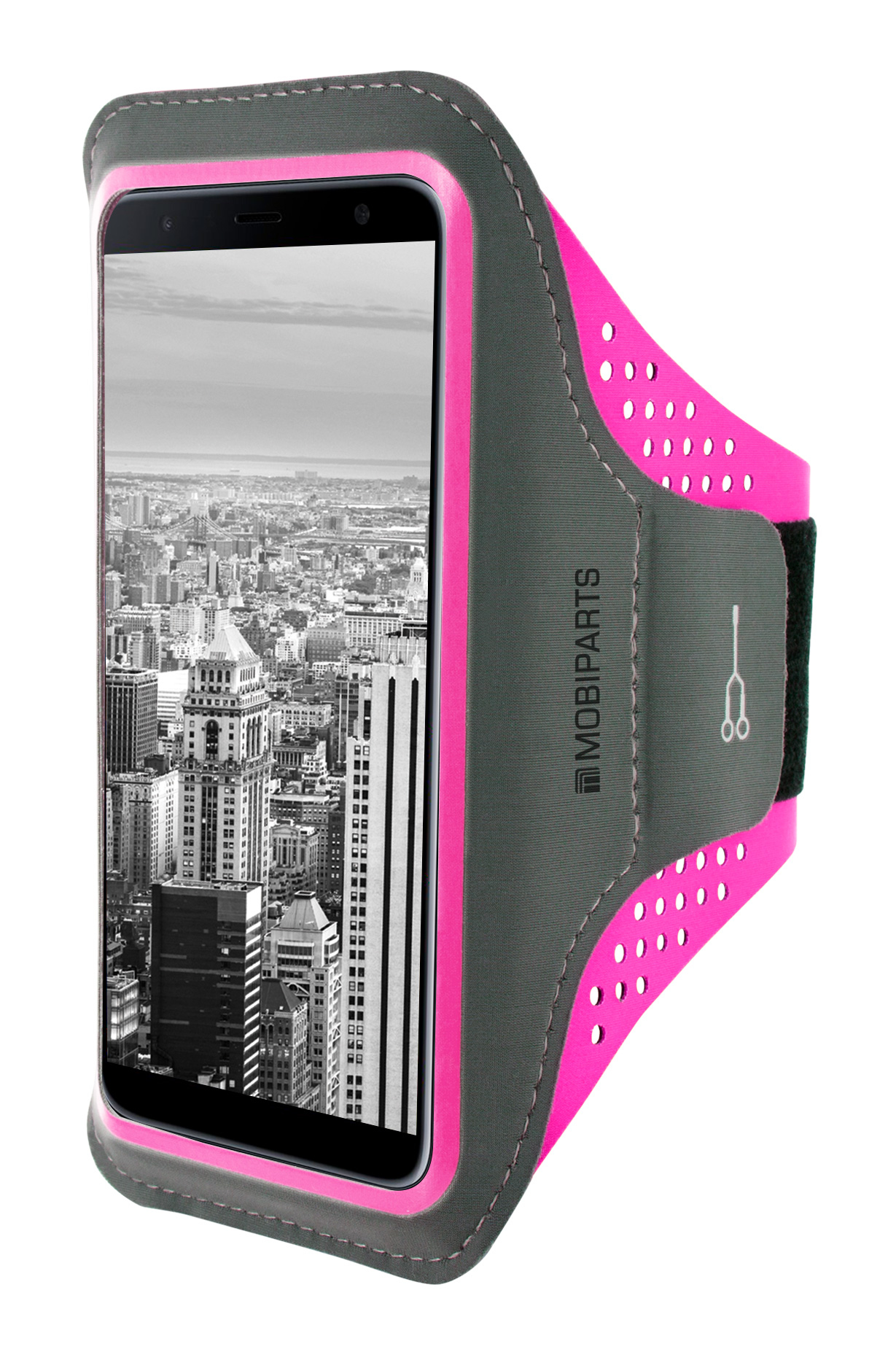 Mobiparts Comfort Fit Sport Armband Samsung Galaxy J6 Plus (2018) Neon Pink – image 1