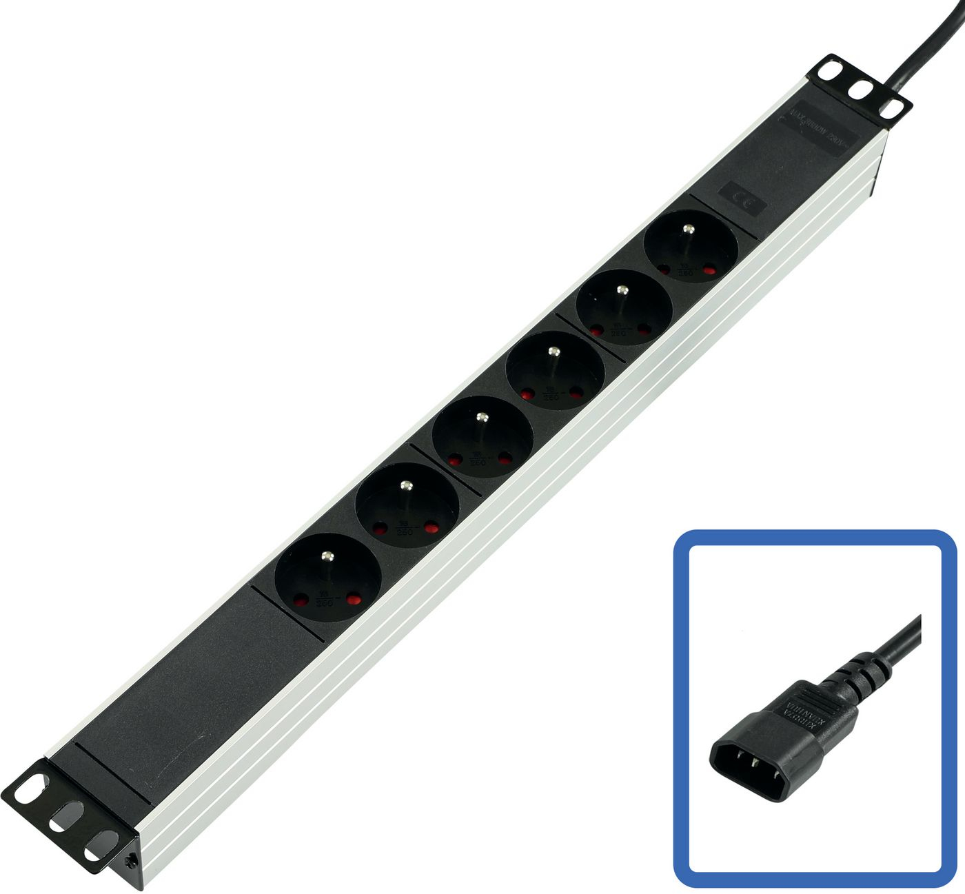 Lanview POWER STRIP 19 - 6 WAY - FULL ALUMINIUM WITH C14 UPS PORT