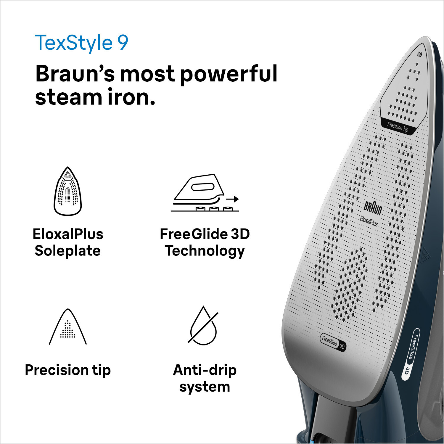 Braun TexStyle 9 0127409002 iron Steam iron EloxalPlus soleplate – image 7