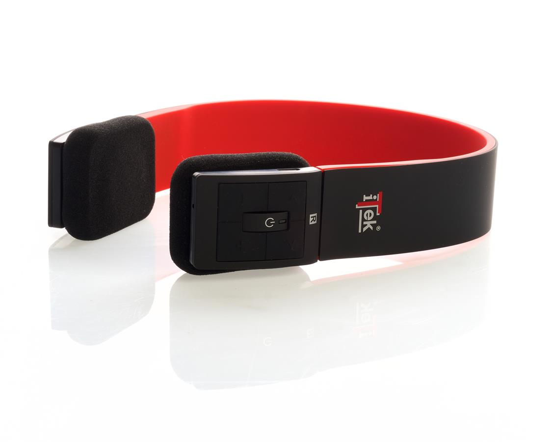 itek ITEH03LBR headphones/headset Wireless Head-band Calls/Music Bluetooth Black, Red – image 2