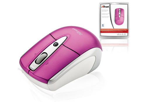 Trust Retractable Laser Mini Mouse for Mac & Windows PC - Pink – image 2