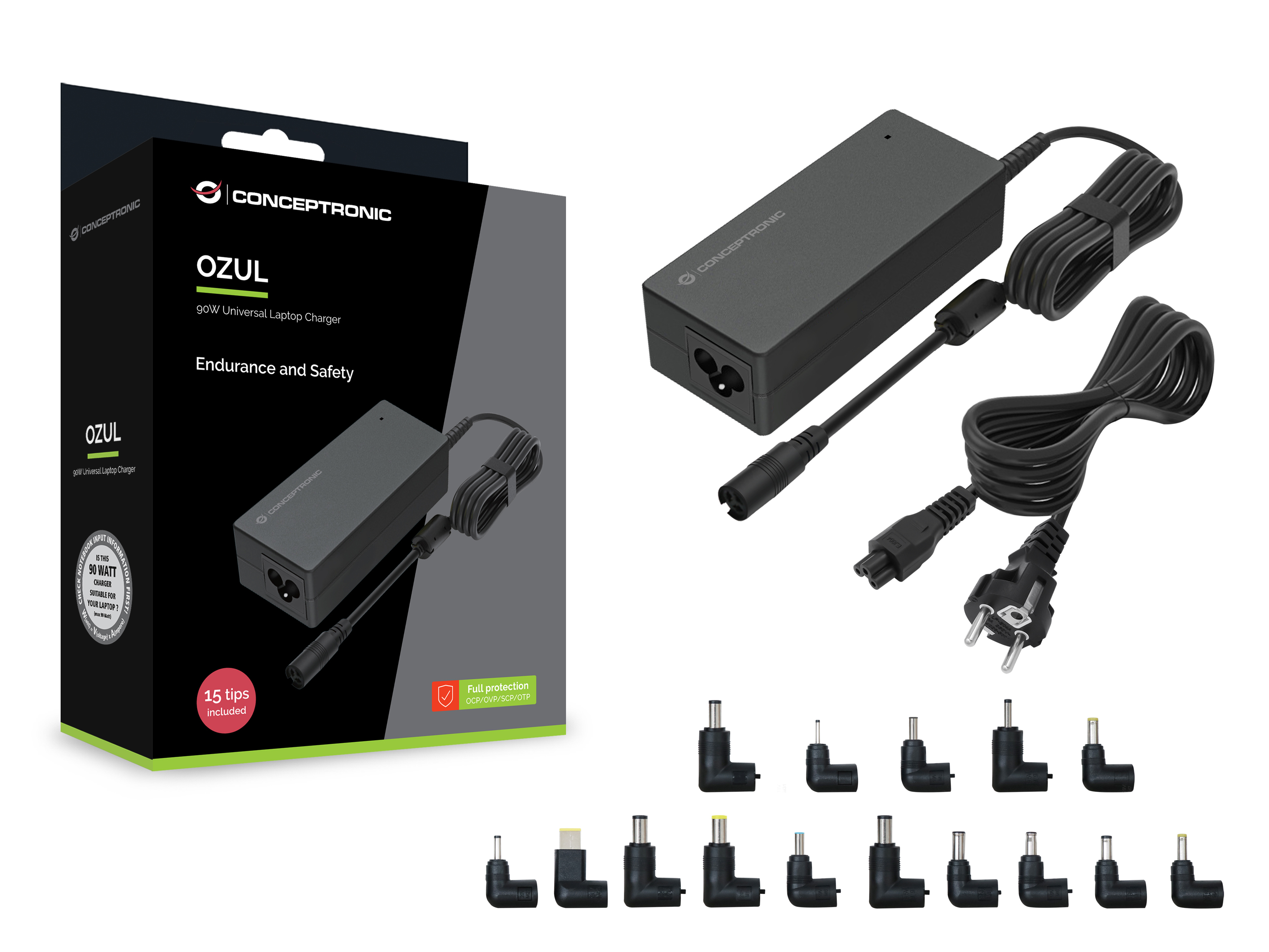 CONCEPTRONIC Univ. Notebook Netzteil inkl.15 Aufsätze    90W