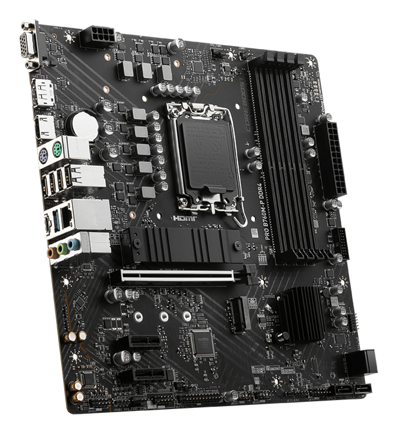 Tarjeta Madre MSI PRO B760M-P DDR4 - Socket 1700 - 4x DDR4 - 2133/3200/4800(OC)MHz - HDMI - DisplayPort - VGA - USB 2.0/3.2 - Micro ATX - PRO B760M-P DDR4