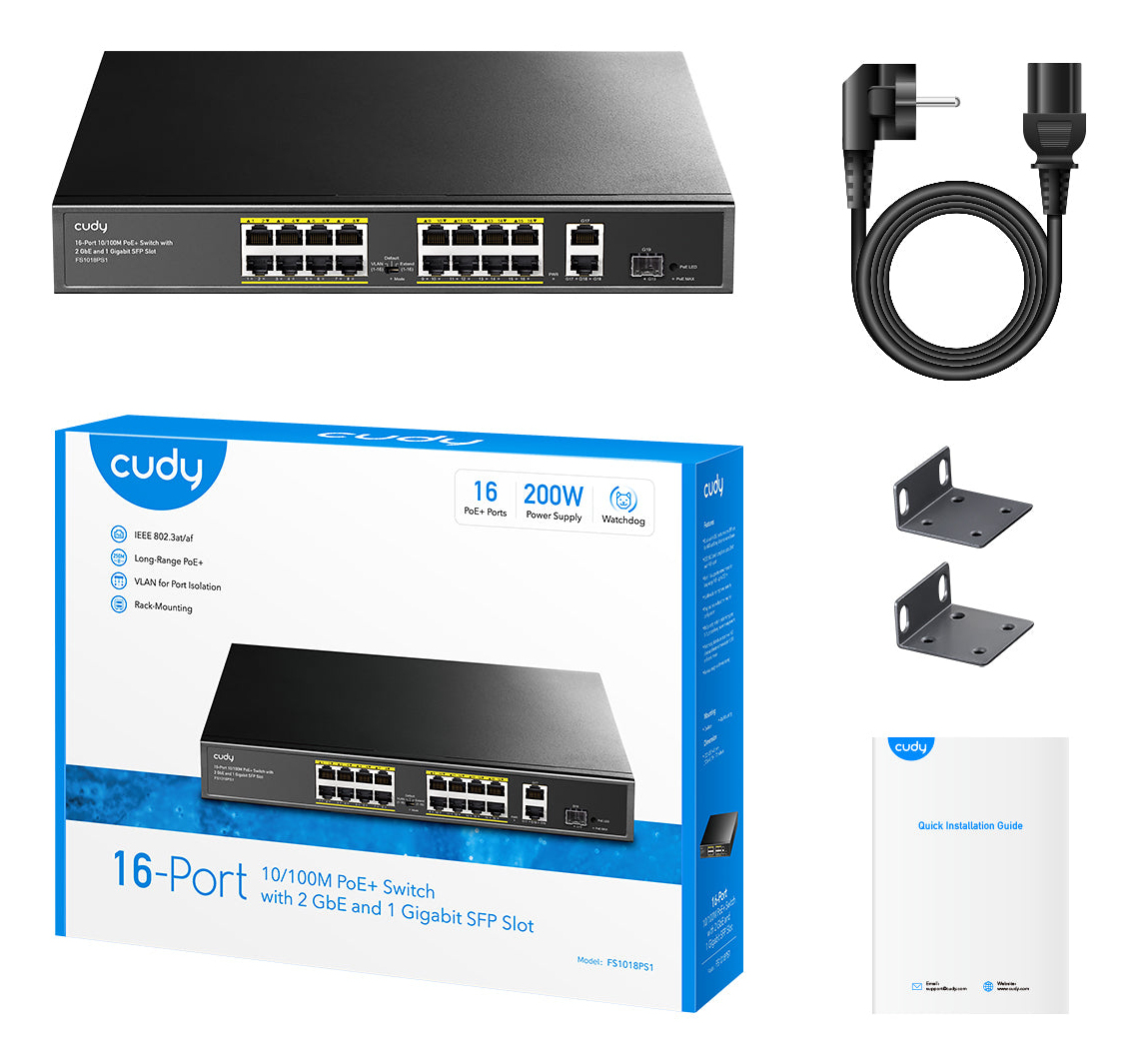 Cudy FS1018PS1 network switch Fast Ethernet (10/100) Power over Ethernet (PoE) Grey – image 4
