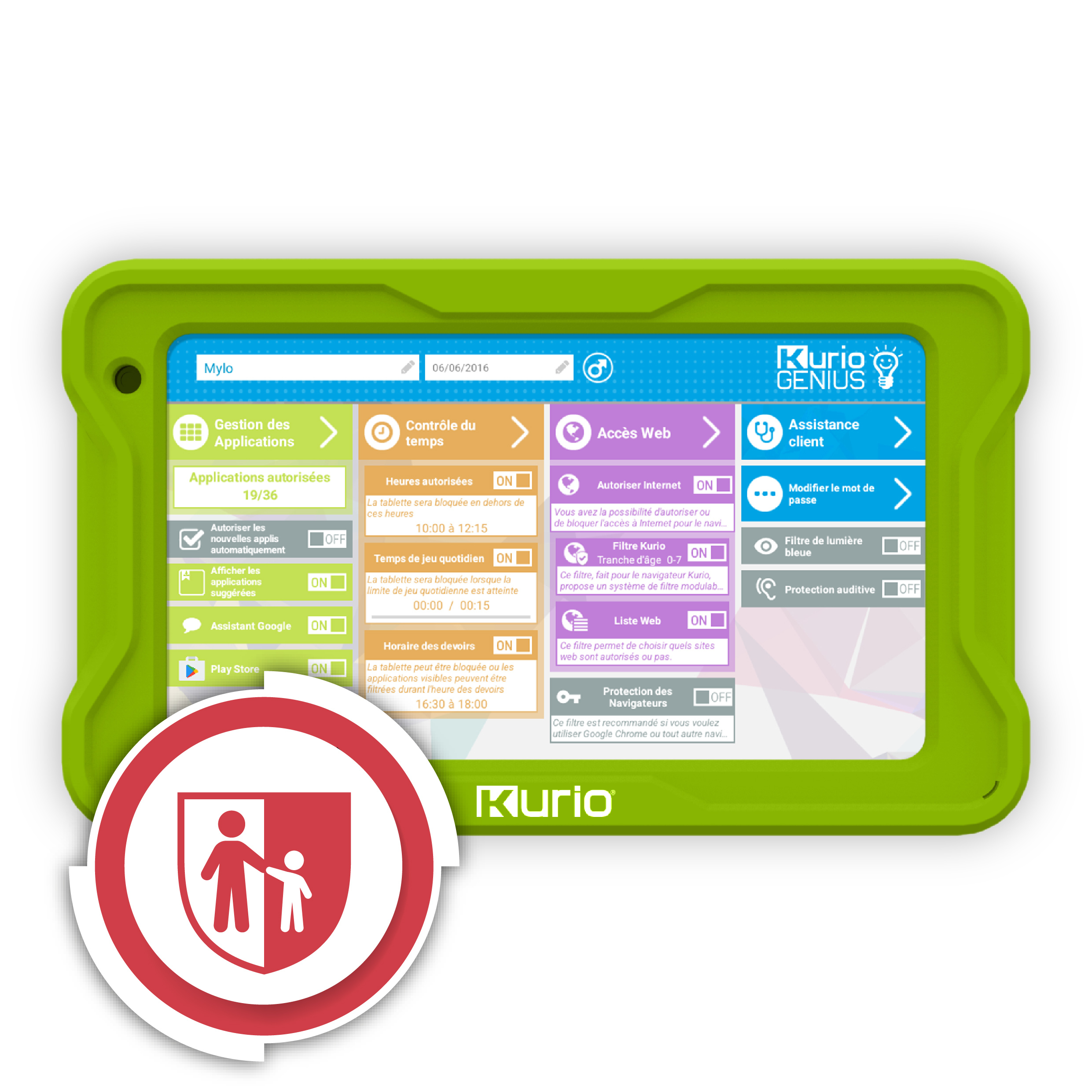 صورة جهاز تابلت للأطفال Kurio C23112FR Connect 4، 32GB، أخضر