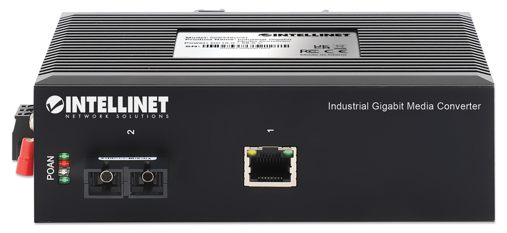 Intellinet Industrial Gigabit Media Converter 10/100/1000Base-TX to 1000Base-LX (SC) Single-mode, 20 km (12.4 mi.), IP40-rated Metal Housing, DIN-Rail Mount – image 3