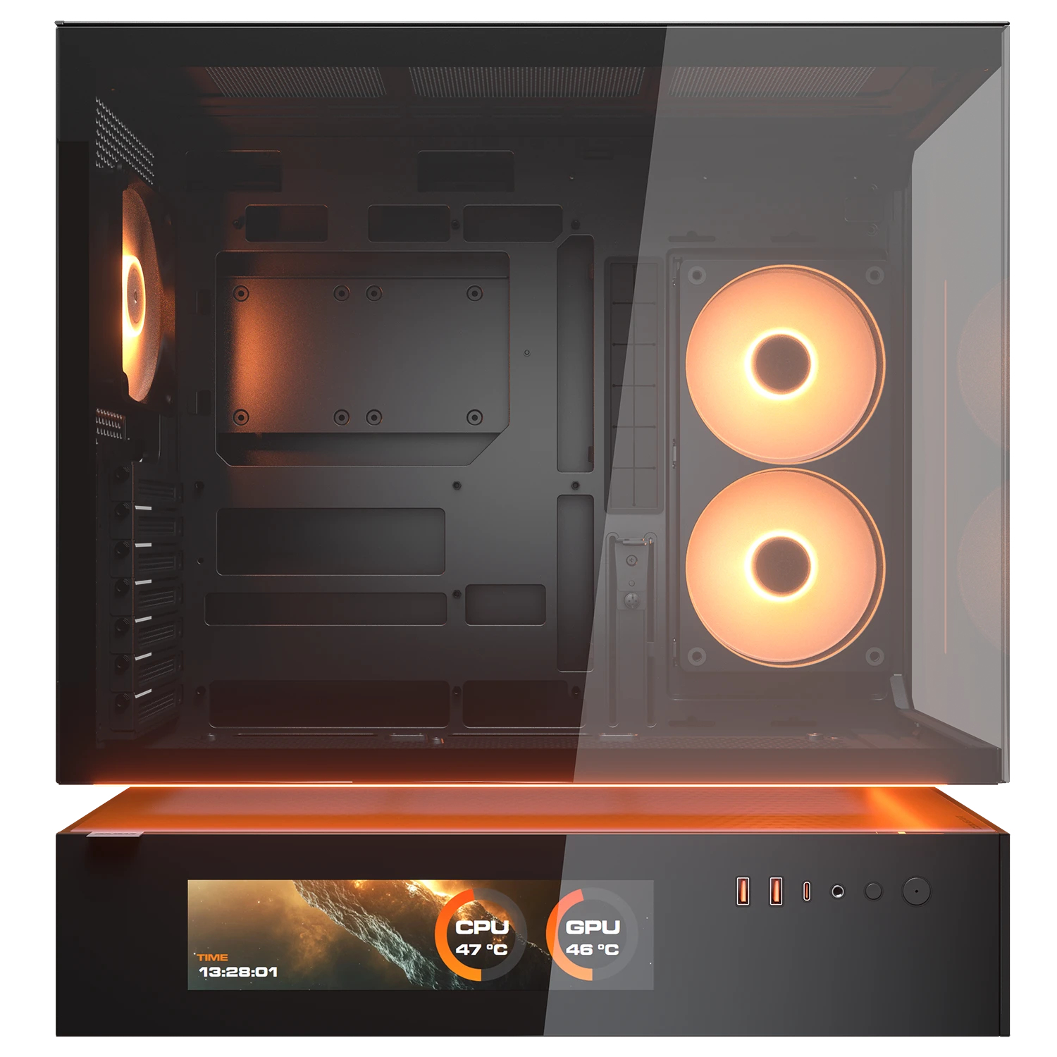 COUGAR Midi Tower Case, CFV235 Vision, ARGB, LCD Display, Glass, Black – image 3