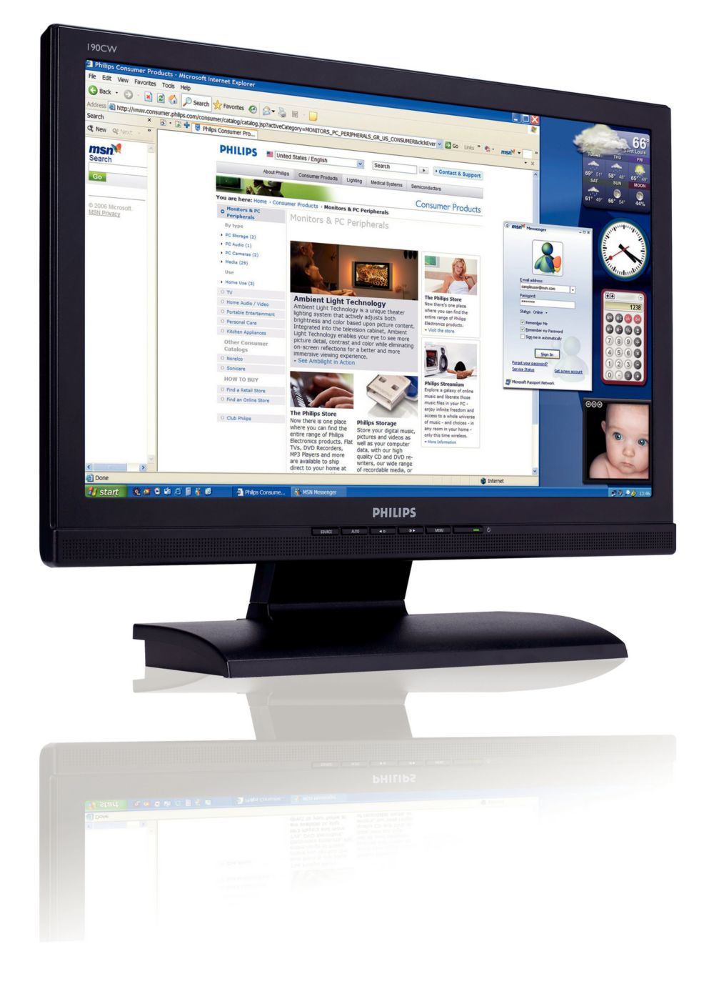 Philips 190CW7CB 19.1" wide WXGA+ LCD widescreen monitor – image 2