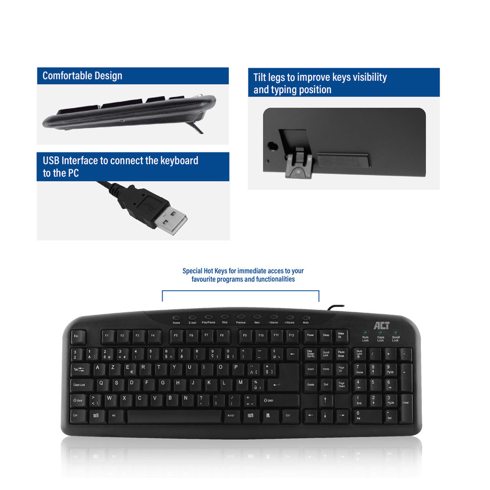 ACT USB Multimedia Keyboard (Azerty/BE layout) – image 4