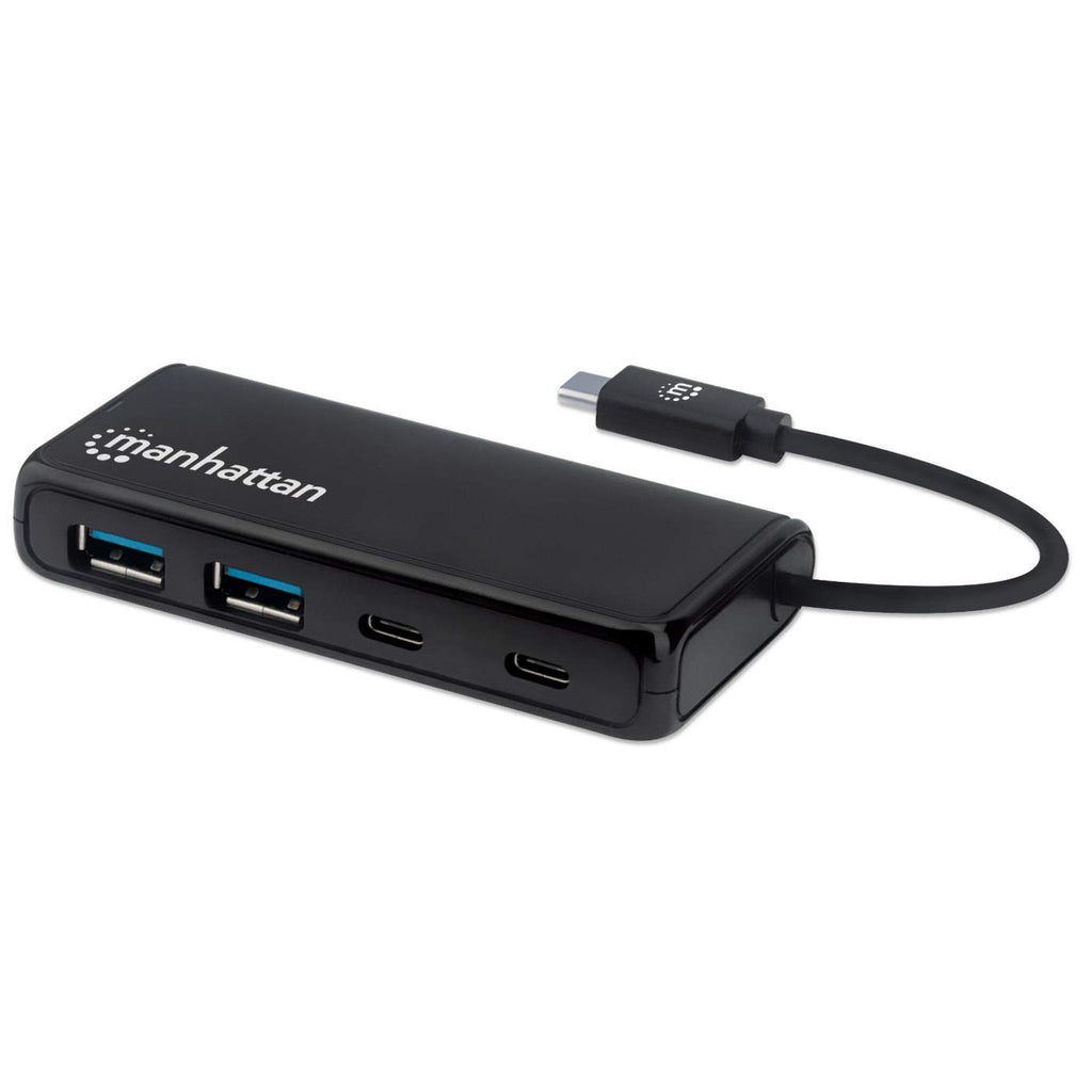Manhattan USB-C Dock/Hub, Ports (x4): USB-A (x2) and USB-C (x2), 5 Gbps (USB 3.2 Gen1 aka USB 3.0), External Power Supply Not Needed, Cable