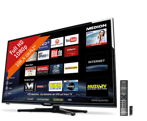 MEDION P17098 106.7 cm (42") Full HD Smart TV Black 300 cd/m²