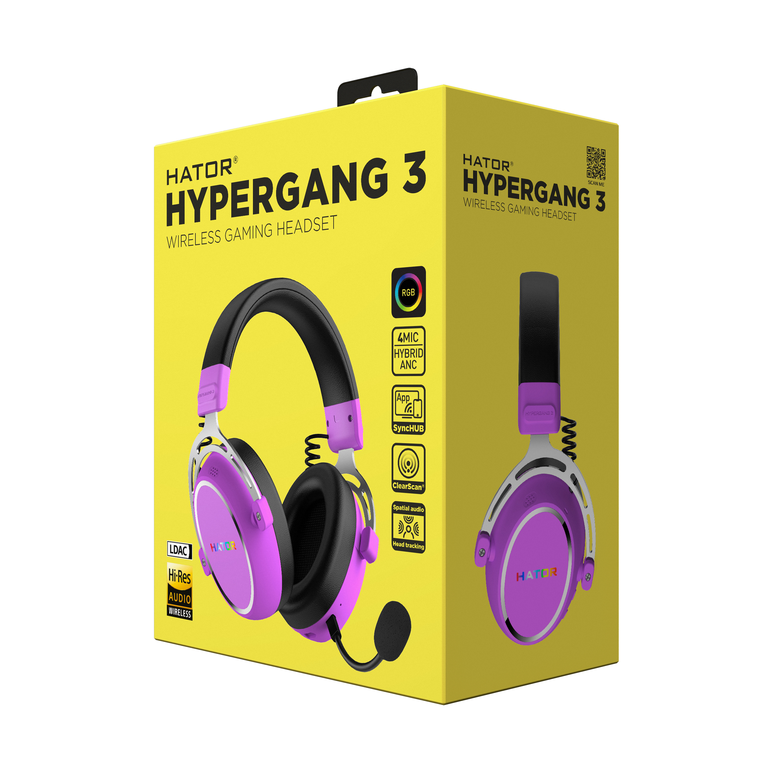 HATOR Hypergang 3 Wireless Auricolare A Padiglione Gaming USB Type-C / USB Type-A Bluetooth Viola