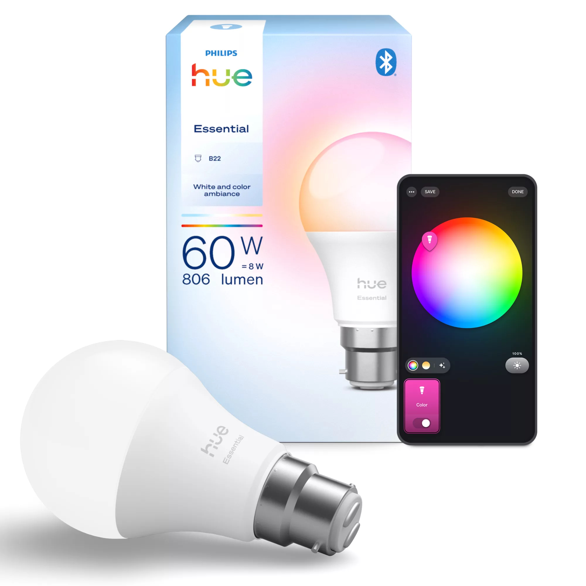 Philips by Signify Philips Hue White and colour ambience Essential A60 – B22 smart bulb – 806 lm – – image 3
