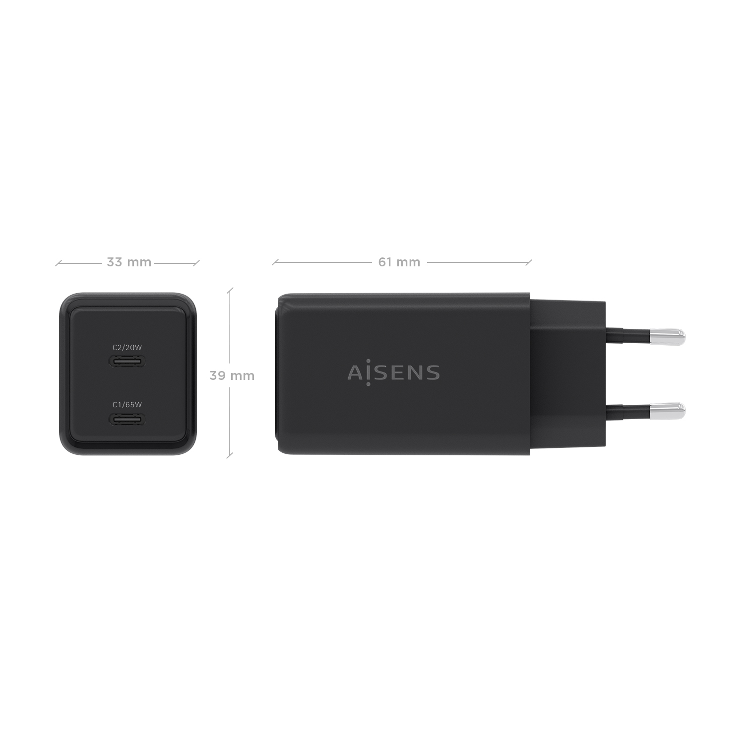 AISENS ASCH-65W2P079-BK mobile device charger Digital camera, Mobile phone, Laptop, Smartphone, Tablet, Universal Black AC Fast charging Indoor – image 4