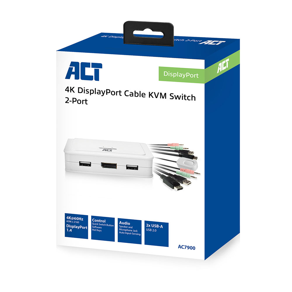 ACT AC7900 DisplayPort 4K KVM switch with fixed cables – image 7