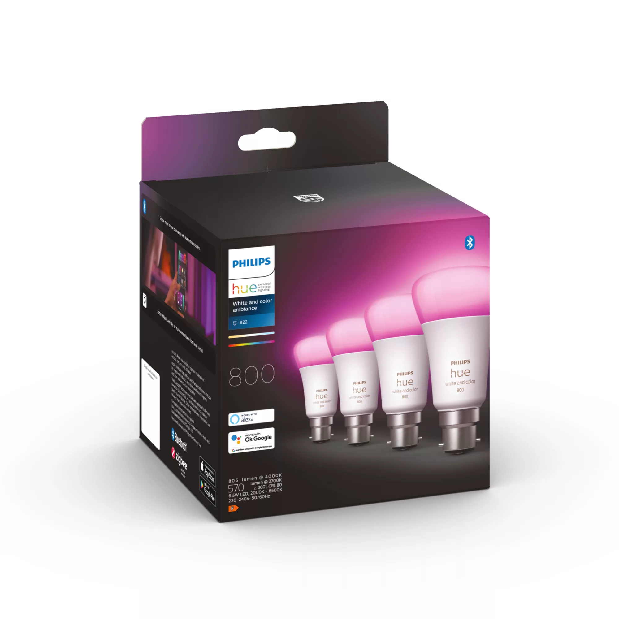 Philips by Signify Philips Hue White and colour ambience A60 – B22 smart bulb – 800 (4-pack) – image 3