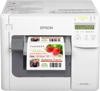 Epson TM C3500 - Impresora de etiquetas - color - chorro de tinta - Rollo (10,8 cm), plegado en abanico (10,8 cm) - 720 x 360 ppp - hasta 101.6 mm/segundo - LAN, host USB - cortador - C31CD54011