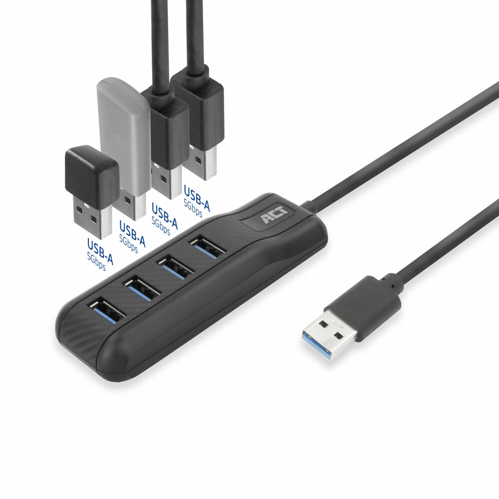ACT AC6320 interface hub USB 3.2 Gen 1 (3.1 Gen 1) Type-A 5000 Mbit/s Black – image 4