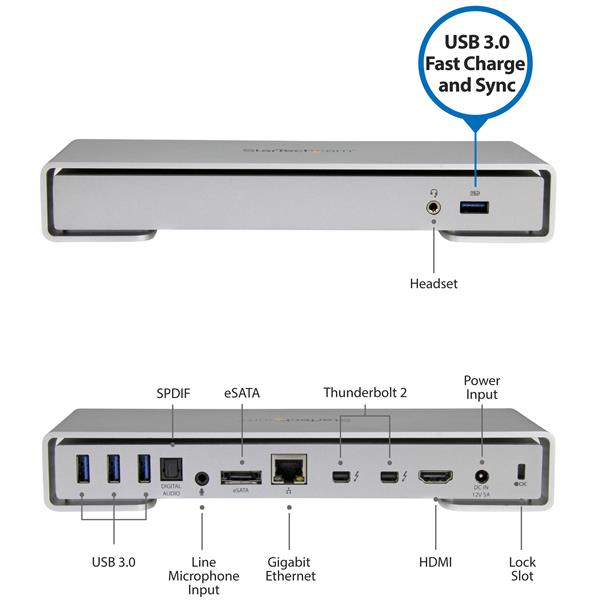 StarTech.com Thunderbolt 2 4K Docking Station for Laptops - Includes TB Cable – image 2