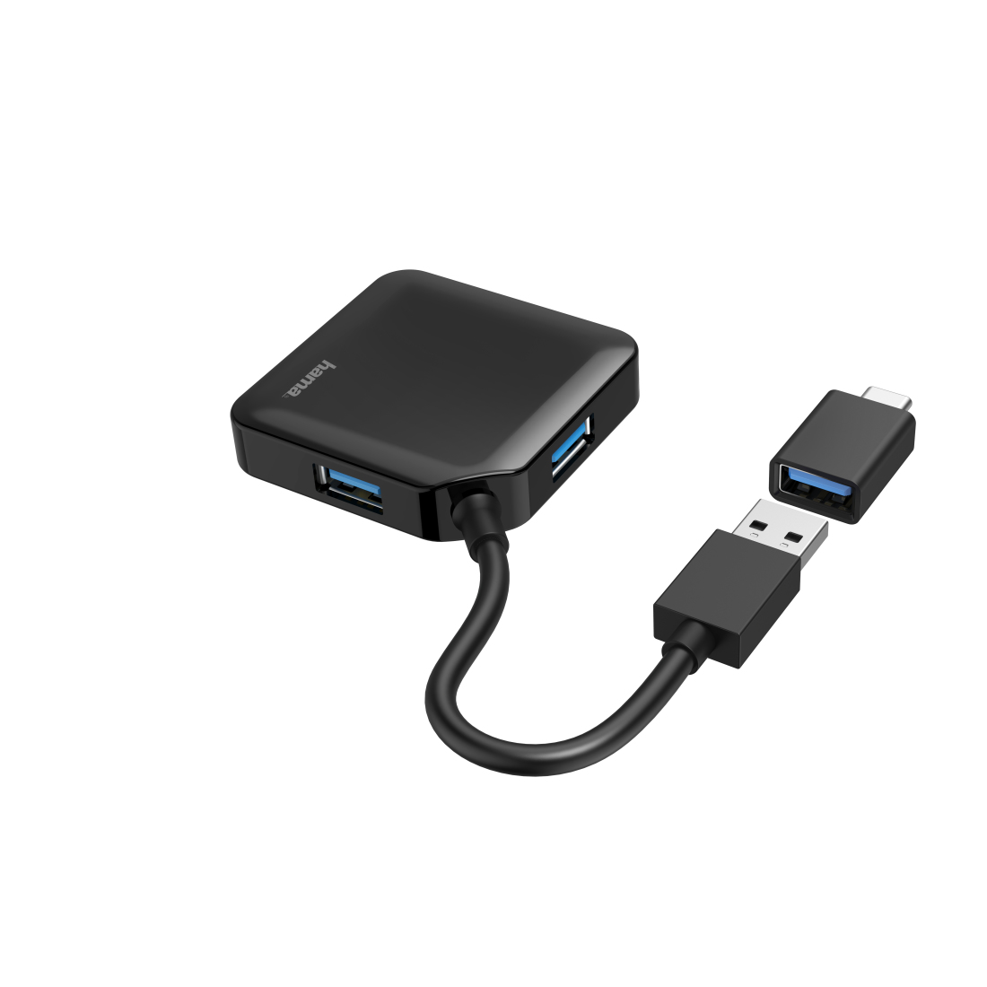 Hama USB Hub, 4 Ports, USB 3.2 Gen 1, 5 Gbit/s, incl. USB-C Adapter – image 2