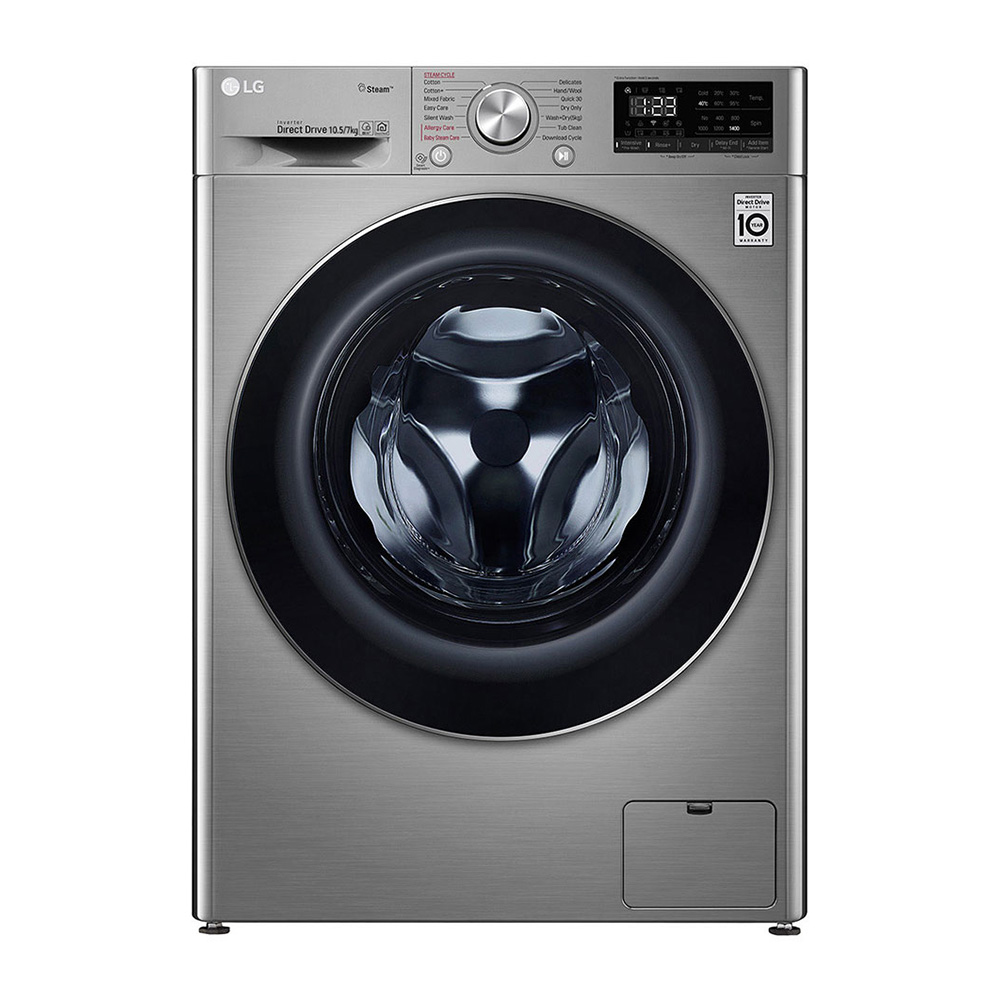 LG F4V5RGP2T washer dryer Freestanding Front-load Stainless steel – image 1