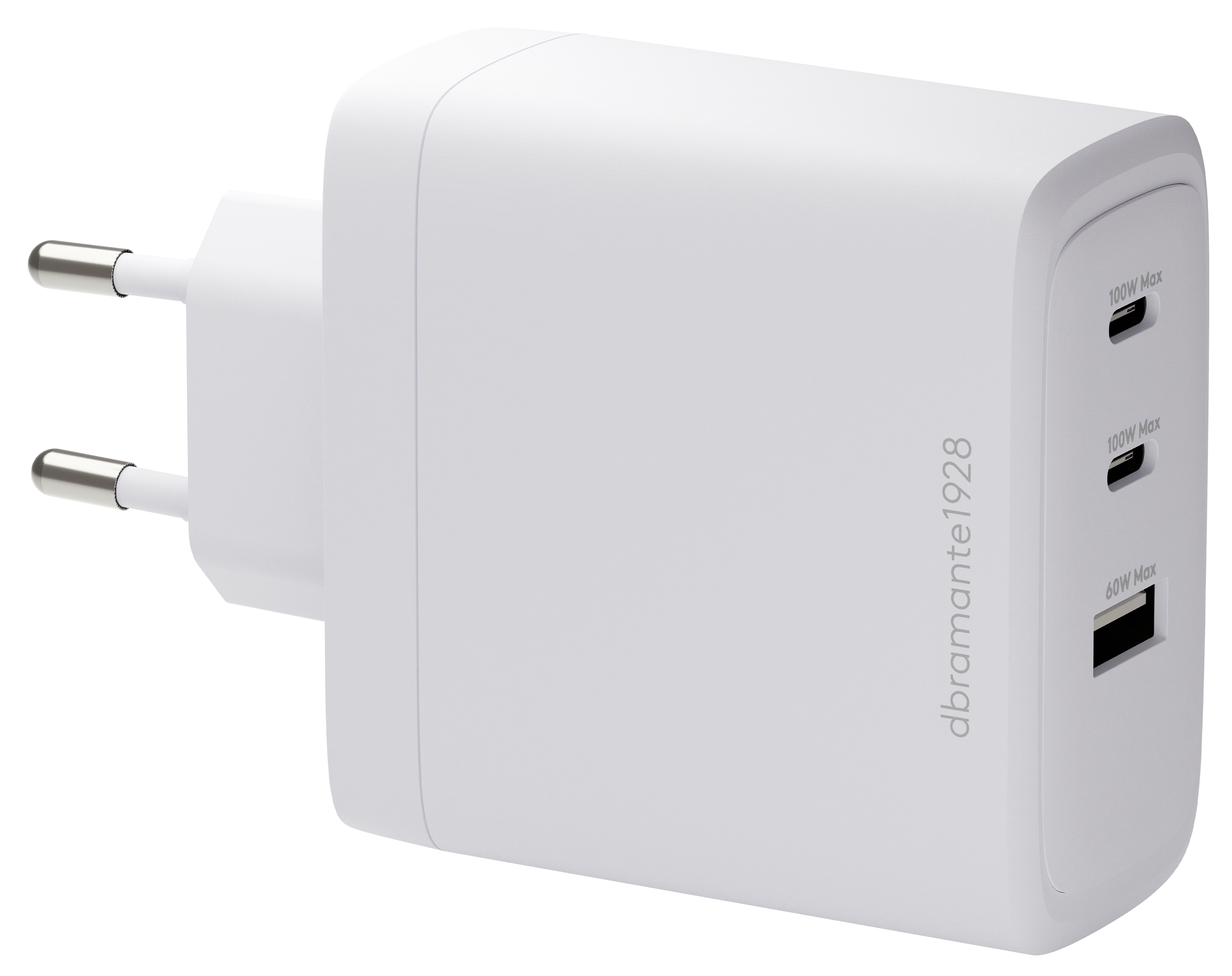 dbramante1928 re-charge - Power adapter - 100 Watt - 3 output connectors (2 x USB-C, USB) - white