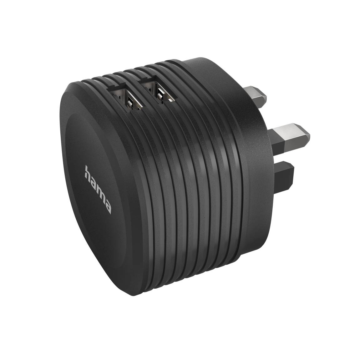 Hama Dual Charger, 2x USB, 2.4A with UK plug, black – image 2