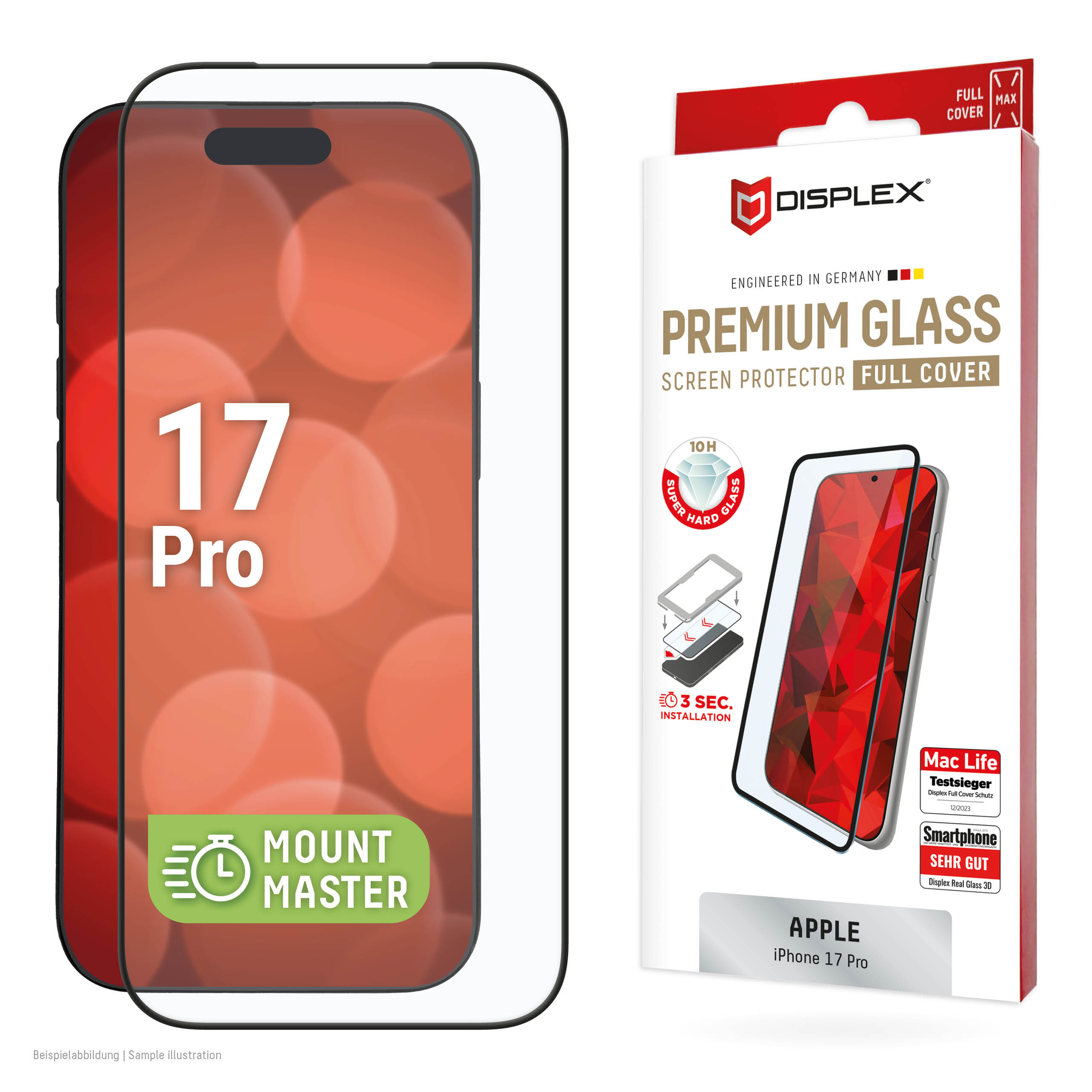 Displex Premium Screen Protector (Full Cover, 10H) for Apple iPhone 17 Pro, Full Cover