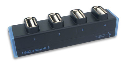 Techly IUSB2-HUB4-201B interface hub 480 Mbit/s Black