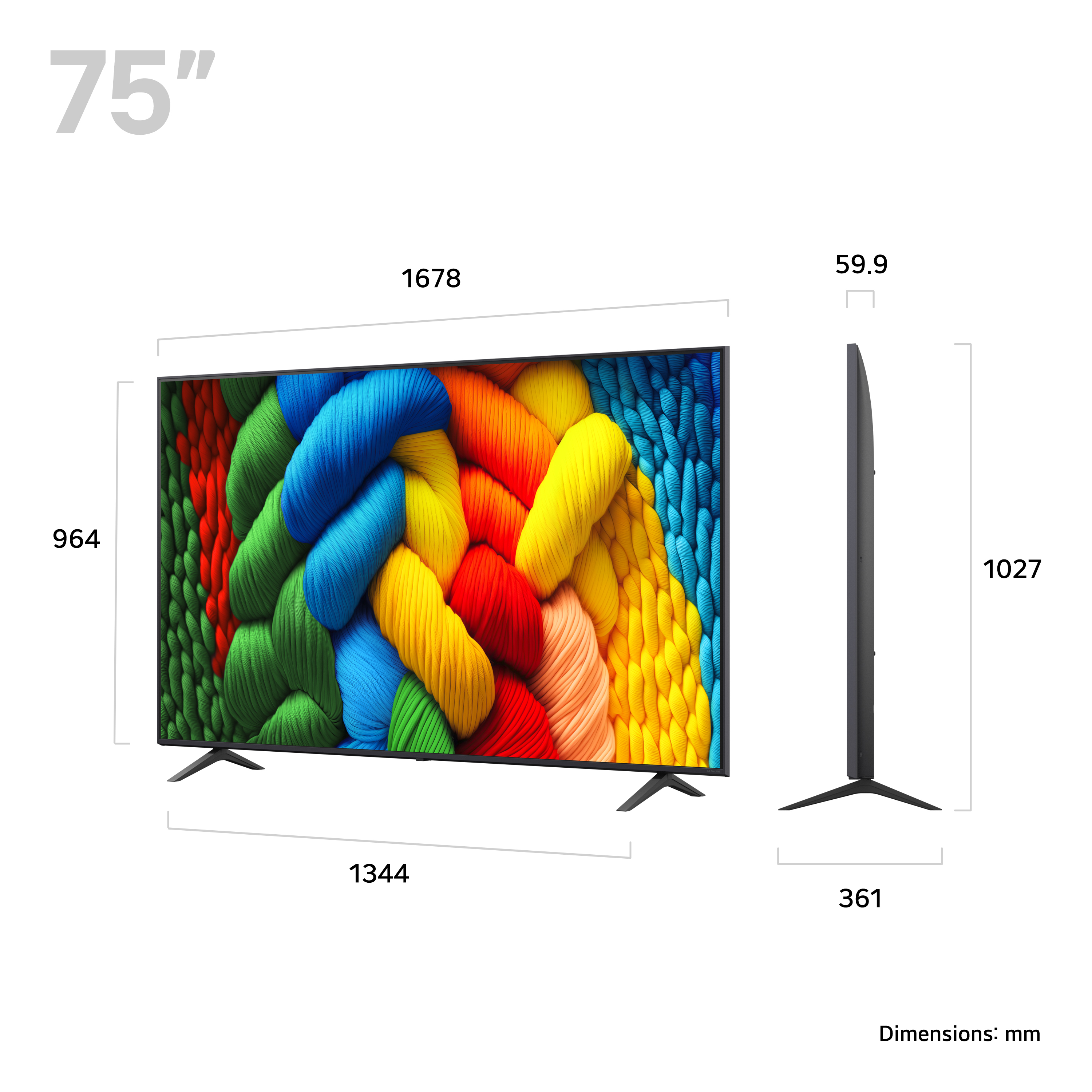 LG 75NANO80A6B.AEK TV 190,5 cm (75 ) 4K Ultra HD Smart TV Wifi Bleu Neuf — photo 2