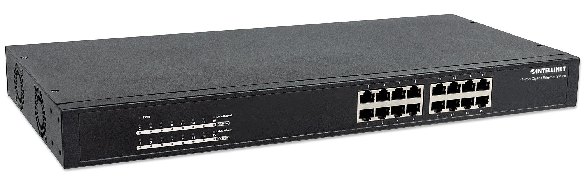Intellinet 16-Port Gigabit Ethernet PoE+ Switch, 16 x PoE ports, IEEE 802.3at/af Power-over-Ethernet (PoE+/PoE), Endspan, Rackmount (UK Power Cord) – image 2